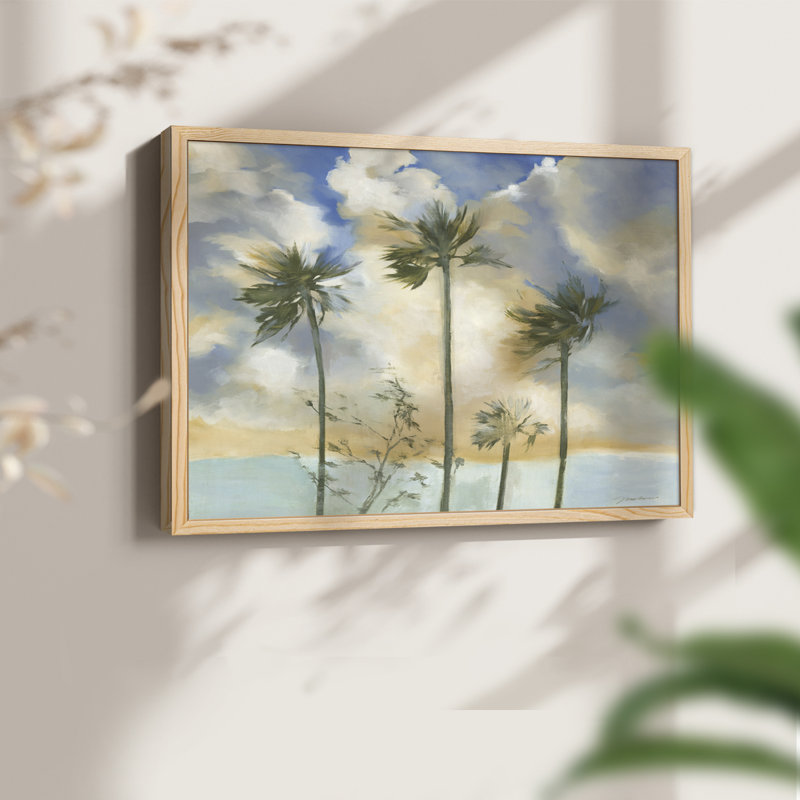 Palmiers dans le vent - impression encadrée - réarmable, H 8 po x l 10 po, Naturel