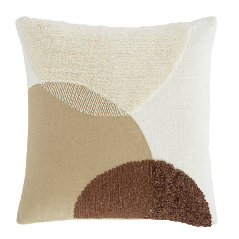 Tufted Semi Circles Cotton Cushion Cover Cushion, Natural