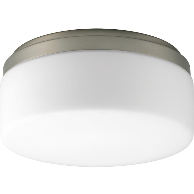 Plafonnier encastré cylindrique simple à 1 lumière Siddharth, Nickel brossé, H 4,31 po x l 9,06 po x P 9,06 po