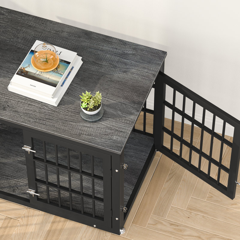 Meuble de rangement robuste pour chien de 38 pouces, table de bout décorative pour animal de compagnie, cage en bois pour chenil