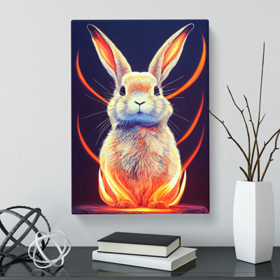 Kyran Rabbit Flame Art - Wrapped Canvas