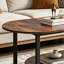 Table basse ovale en bois avec rangement double couche, tons bruns rétro, style campagnard industriel polyvalent pour la maison et le bureau