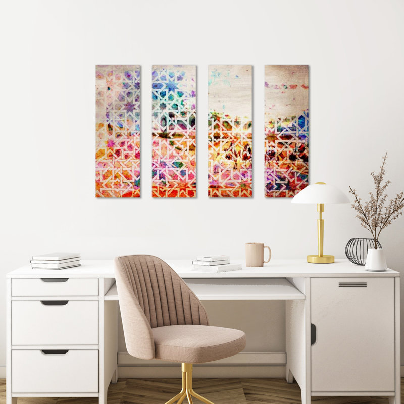 Abstract Abstract Colorful Mosaic Modern Pink On Canvas