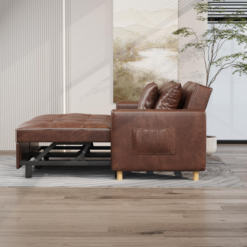 Anishka 2 Seater Faux Leather Sofa Bed