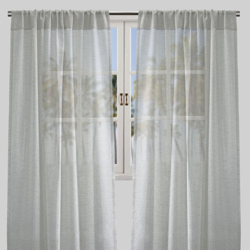 Morocco Sheer Curtains / Drapes Pair, Silver, 54" W x 96" L