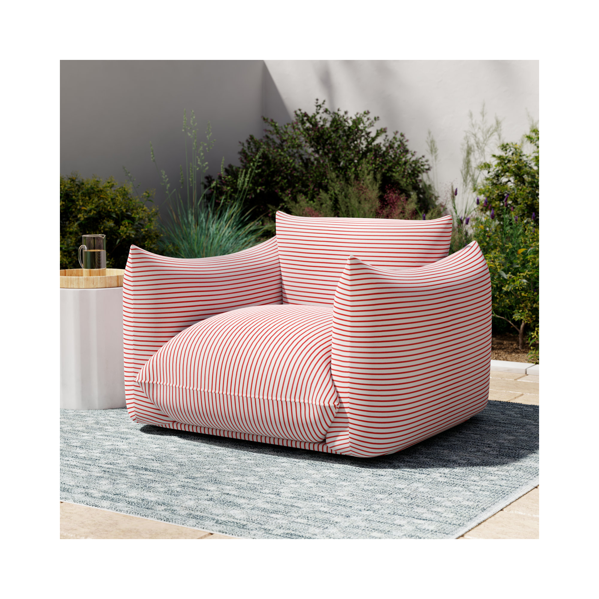  Patio Chair, Red/White