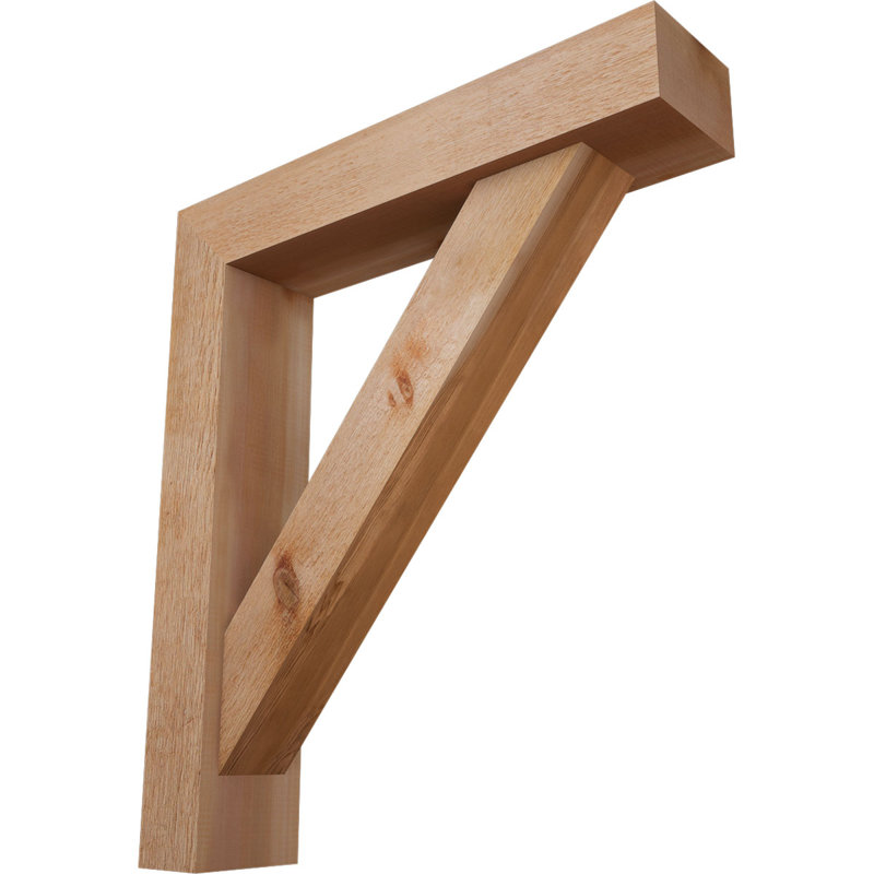 Traditional Block Bracket w/ Offset Brace, 32 x 28, 6"W Western Red Cedar (Rough Sawn)
