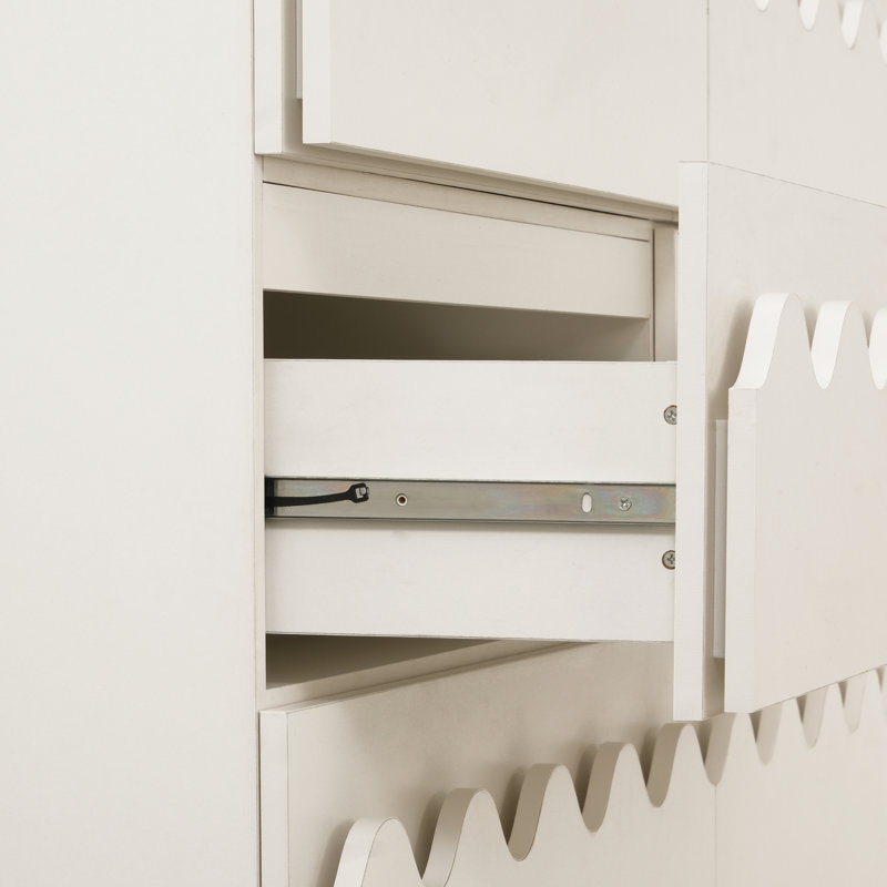 Commode et commode à 6 tiroirs Modern Ivory, rangement en bois spacieux pour la chambre à coucher