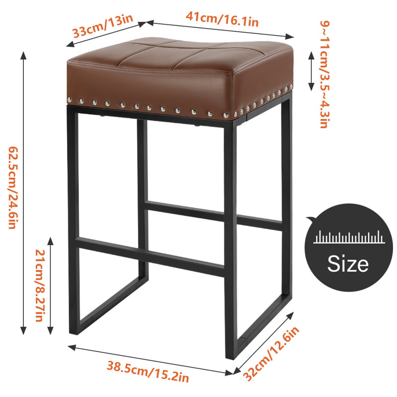 Missick 24.6'' Short Counter Stool Bar Stools Bar Chairs Counter Height Stools Saddle Stools with Curved Surface Kitchen Stools