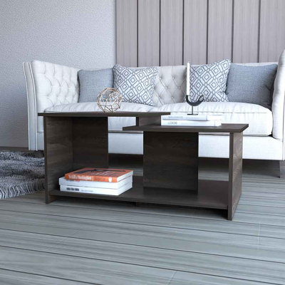  Table basse 35 "avec tablette en bois espresso - Rangement transitionnel