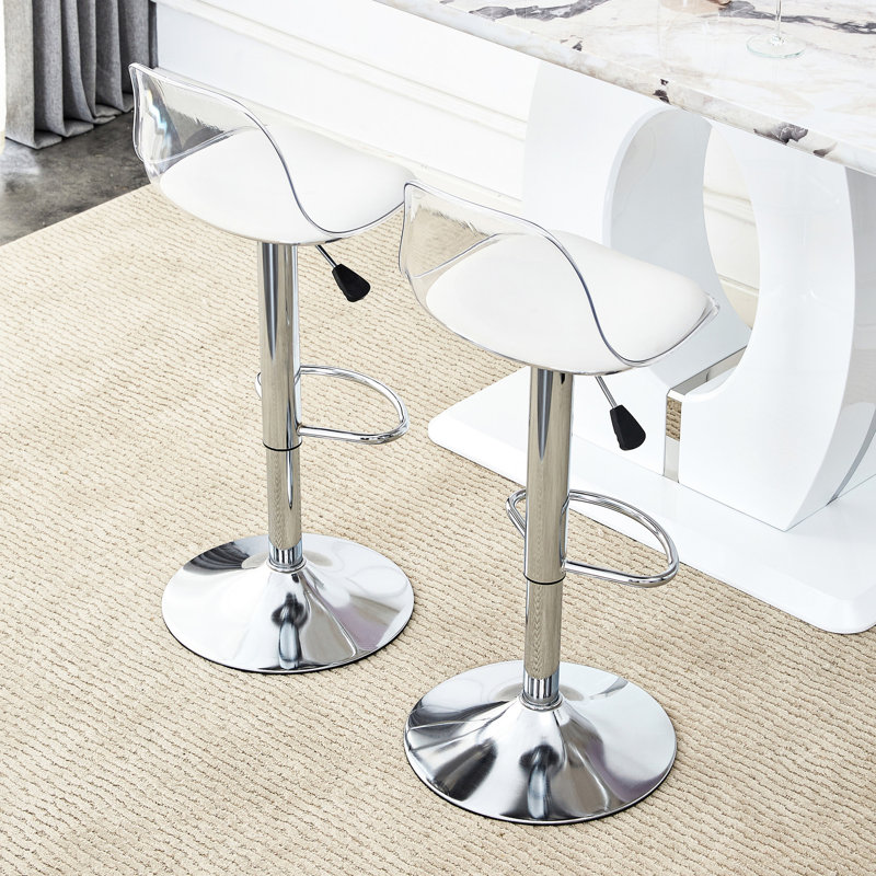 Tabourets de bar blancs pivotants et réglables à 360 ° - Sièges en polyuréthane, animal de compagnie de 2 pour les bars, restaurants, réception Facile à installer (2), design moderne pour les restaurants