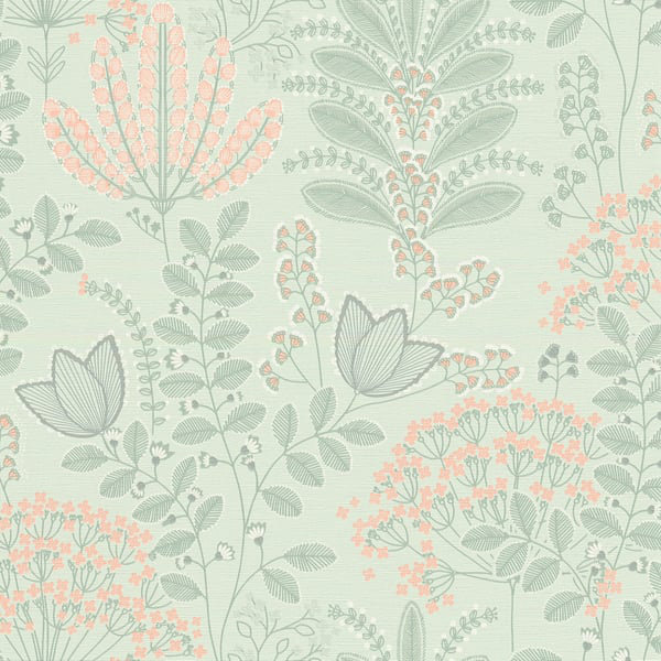 Flourish 10.05m x 53cm Wallpaper Roll, Green