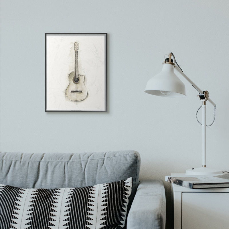 «Acoustique guitare», impression, H 16 po x l 20 po x P 1,5 po, Giclée encadrée noir minuit