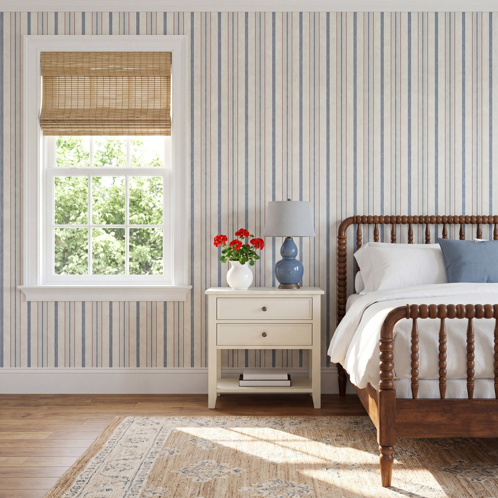 Vardaman Striped Wallpaper, Red/Blue