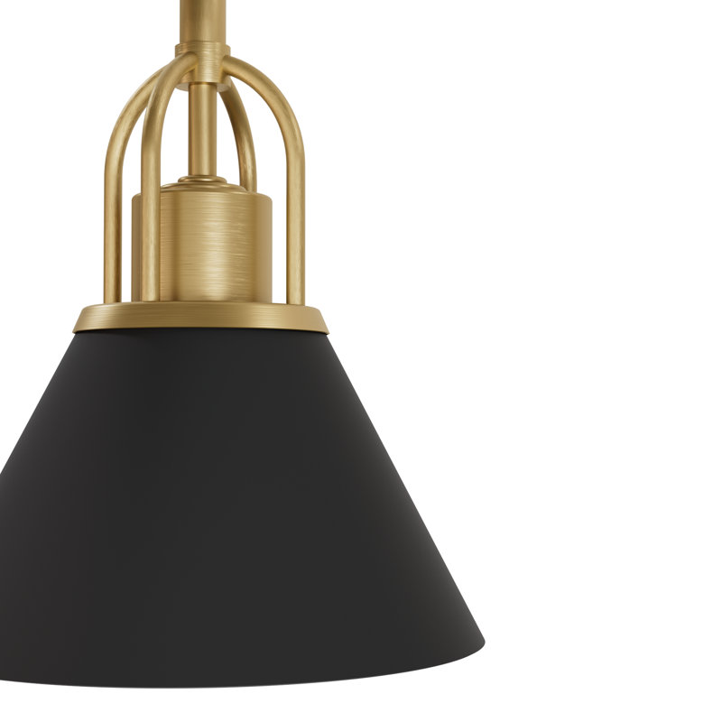 Jasmine Roth 1 - Light Flat Matte Black Cone Pendant, 8.25" H x 7" W x 7" D