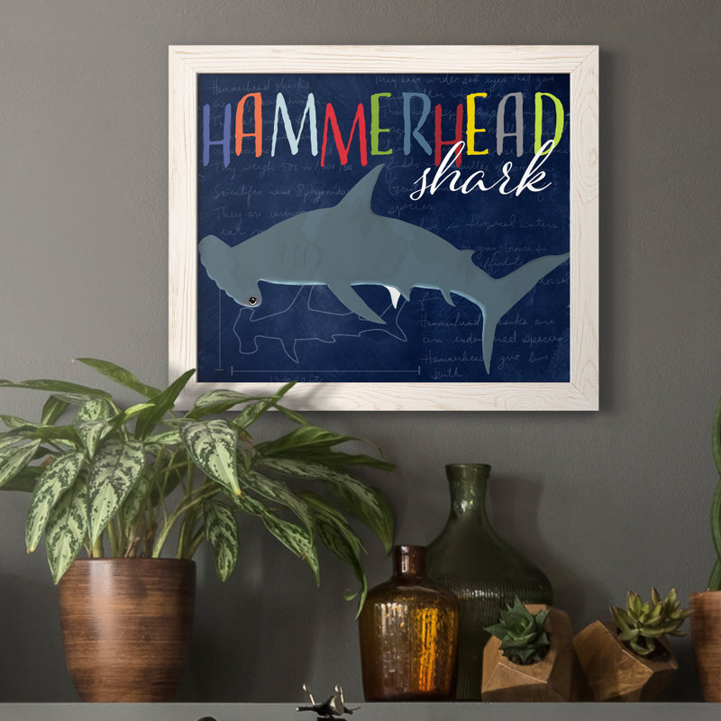 " Hammerhead Shark " Painting Print, 24" H x 18" W x 1.5" D, White