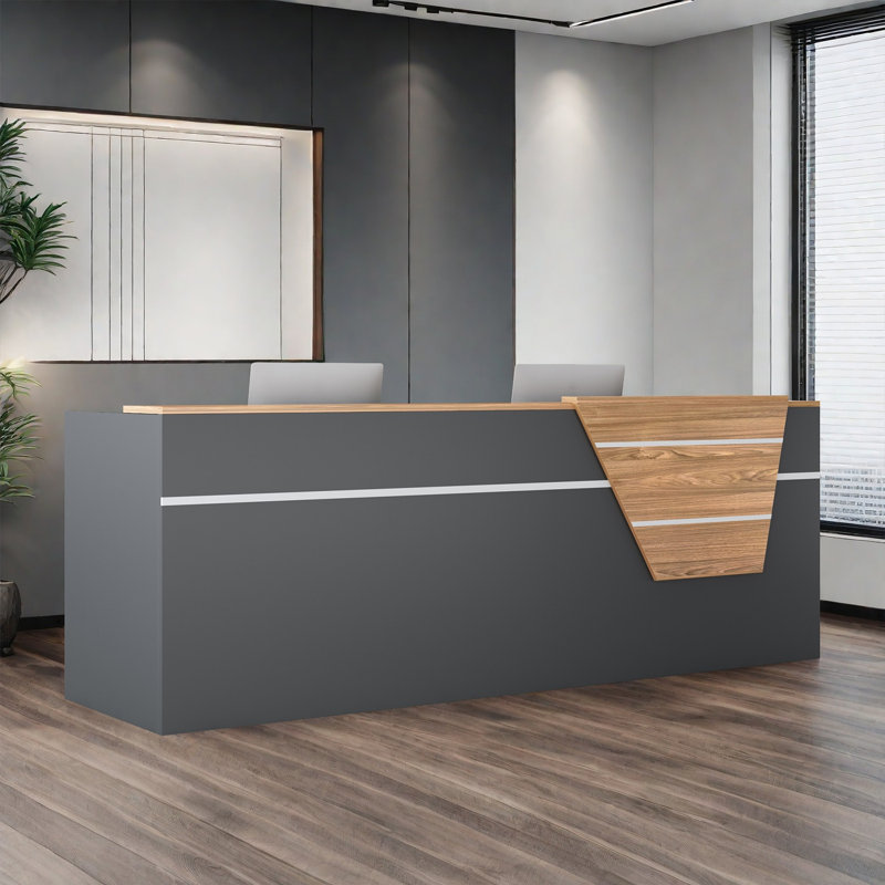 78.74-Inch Vintage Front Desk with Lockable Drawers, Perfect for Reception or Computer Use