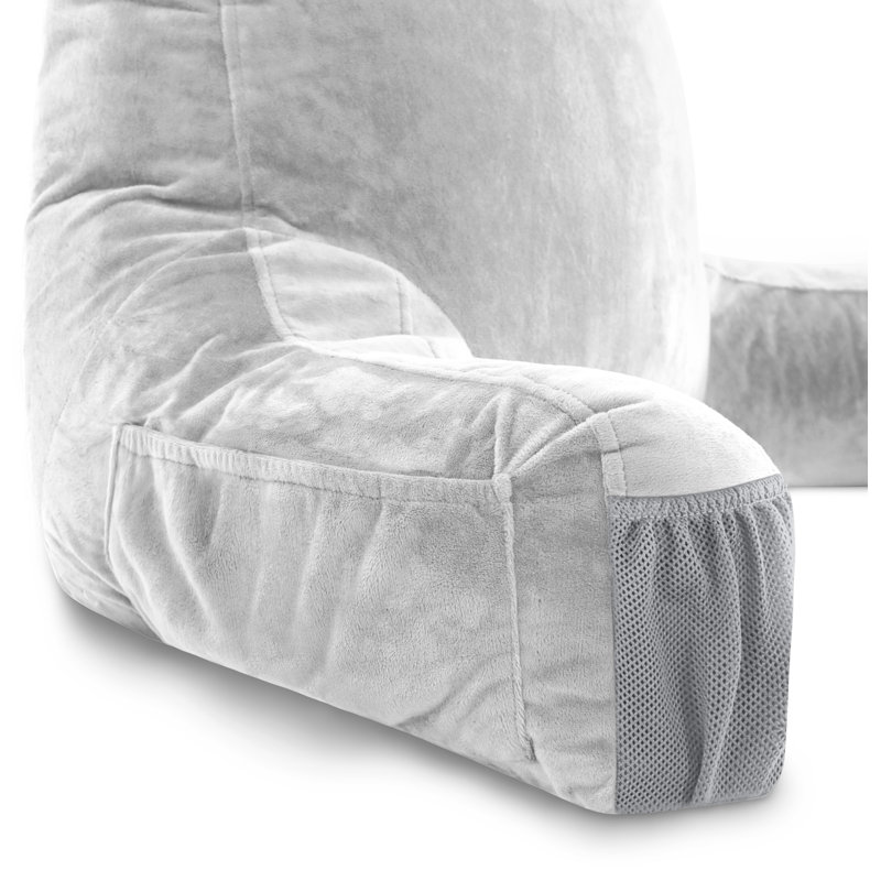 Microsuede Outdoor Reversible Throw Pillow, Light Gray