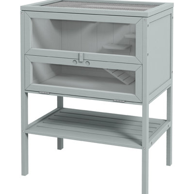3 petites cages pour animaux de compagnie - grises et fonctionnelles pour hamster, souris, hamster en bois avec tablette de rangement pour fenêtre