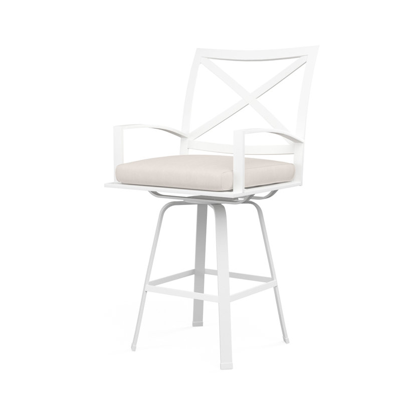 Tabouret de bar Bristol avec coussin Bristol, Tabouret de comptoir (siège d'une hauteur de 26 p, Toile Sunbrella® naturelle
