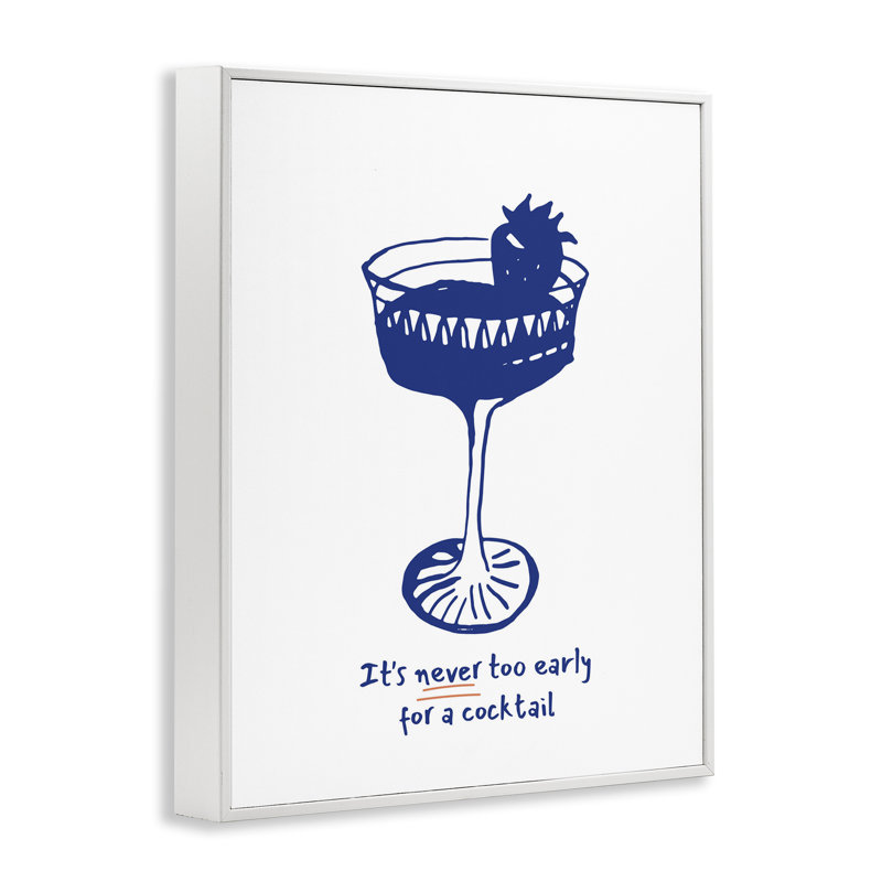 «Never Too Early For Cocktail», estampe numérique encadrée, design par lettré et doublé, H 20 po x l 16 po