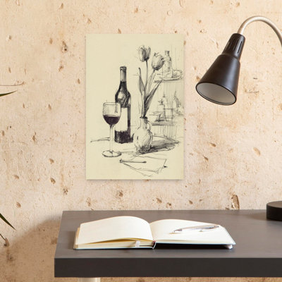 Wine And Tulips Sketch Classic Elegant Tulip Flower Wall Art