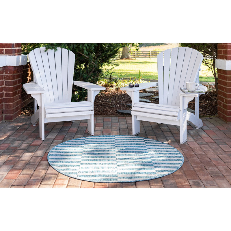 Outdoor Glimmer Area Rug Sky Color, Round 4'