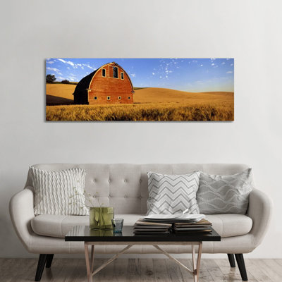 Old Barn In A Wheat Field, Palouse, Whitman County, Washington State, USA #4 - Wrapped Canvas Panoramic Print