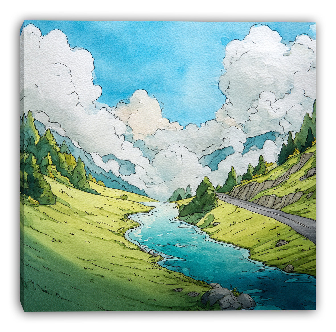 Foundry Select Alpine Valley Landscape IV Wrapped Canvas Wall Art | Wayfair