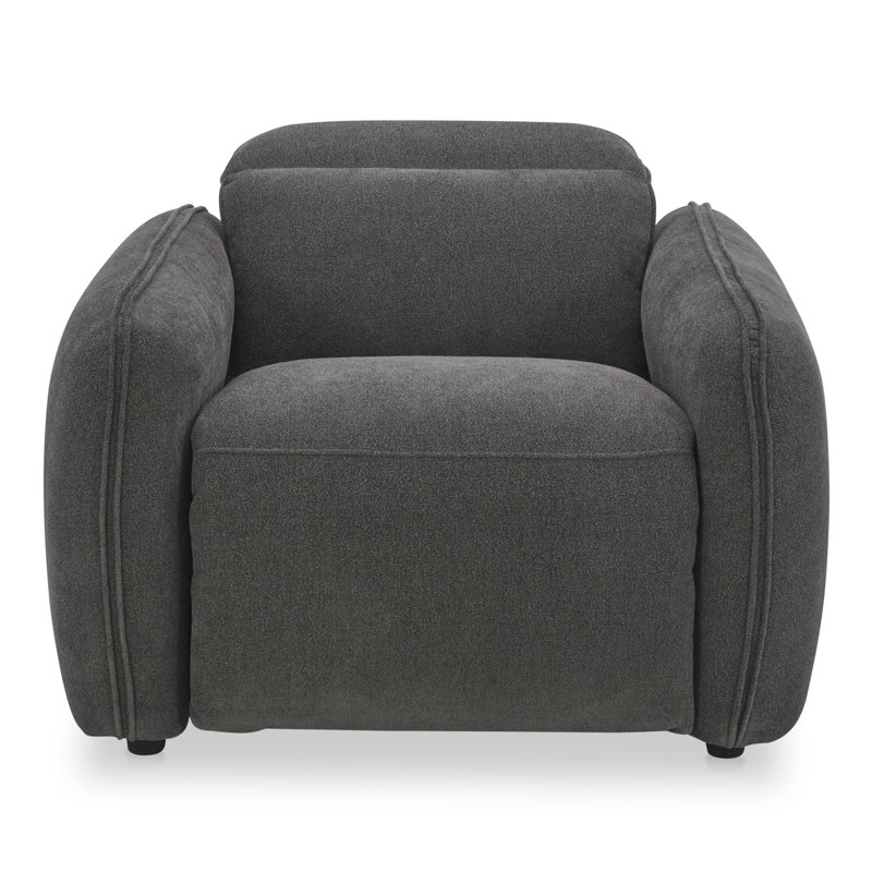 Pompeo Upholstered Recliner Armchair, Elite Charcoal Gray Boucle
