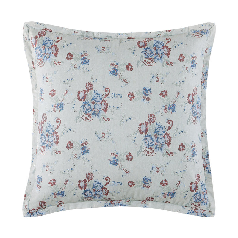 Taie décorative style occidental Tasha Polizzi 27 x 27 pouces, Floral denim clair