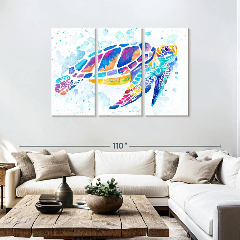 Brampt Vibrant Sea Turtle, 48" H x 74" W