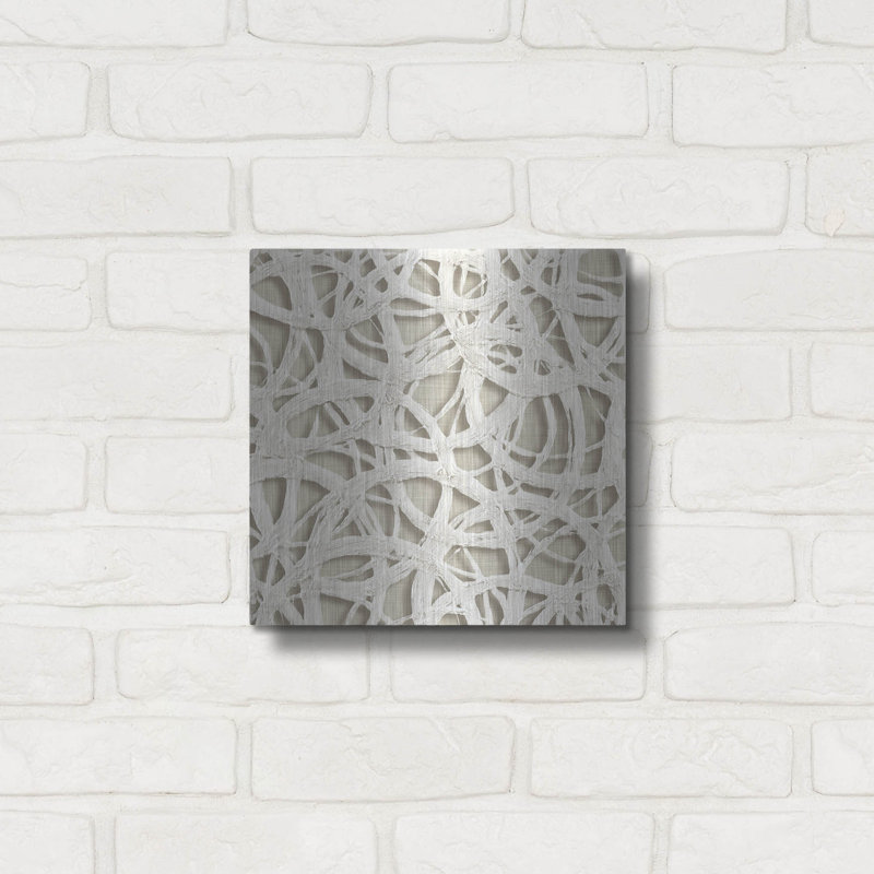 Art mural luxueux en métal «Endless Circles Front Linen» par Wild Apple, 12 po x 12 po