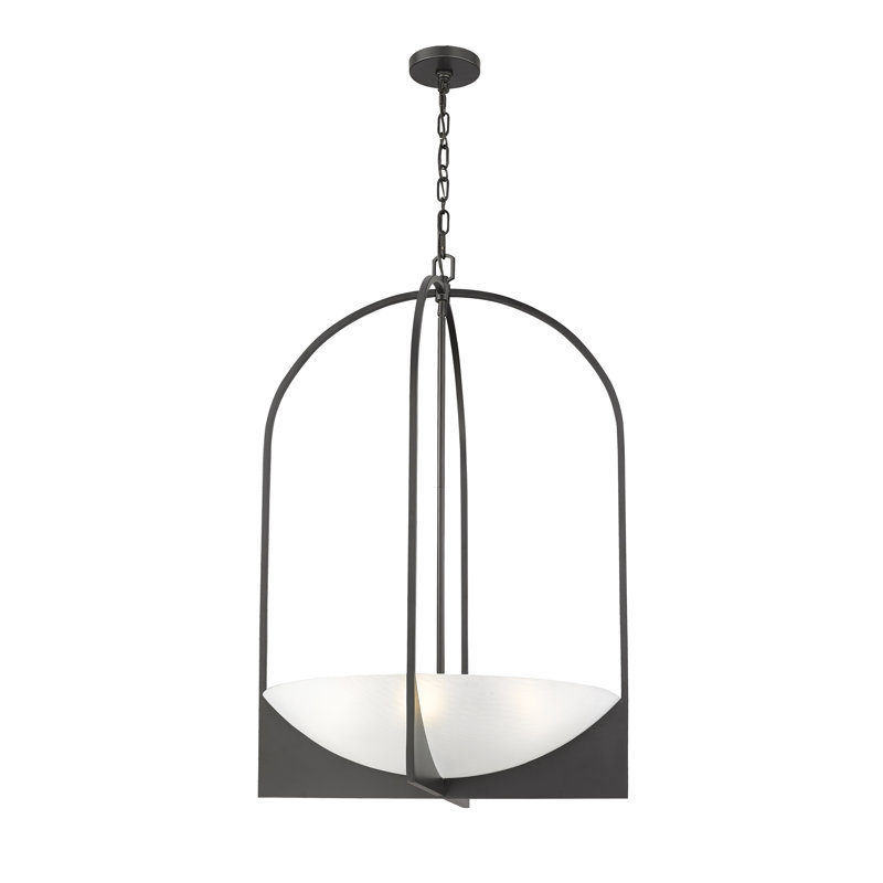 Lustre urne / bol à intensité variable en acier à 6 lumières Kratzerville, Noir mat