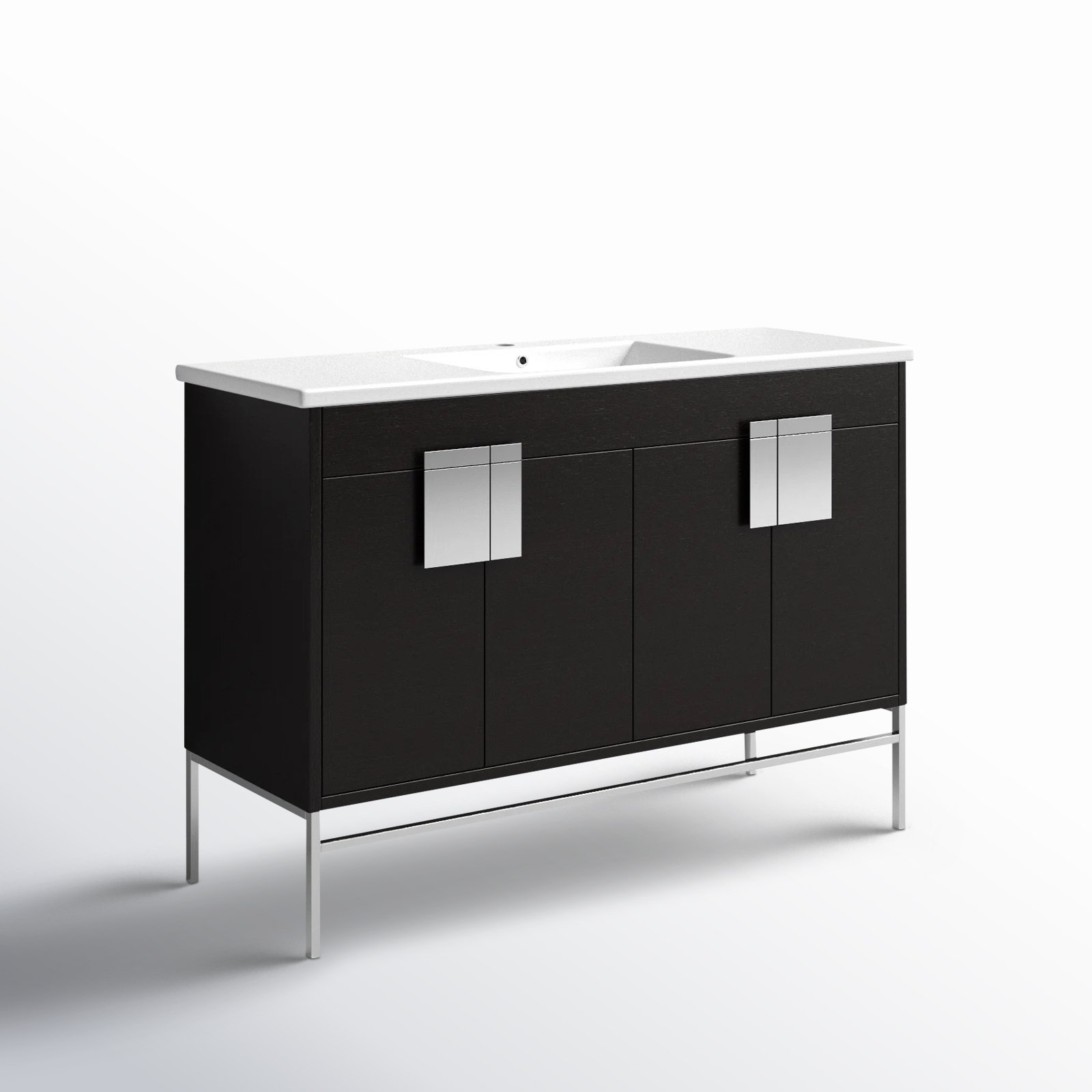 Maisie 48'' Single Bathroom Vanity, Black, Polish Chrome