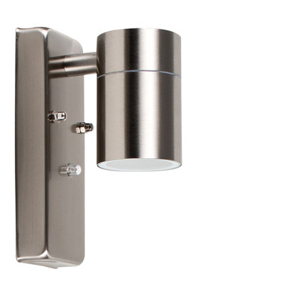 Timera Stainless Steel Outdoor Armed Sconce with Dusk to Dawn