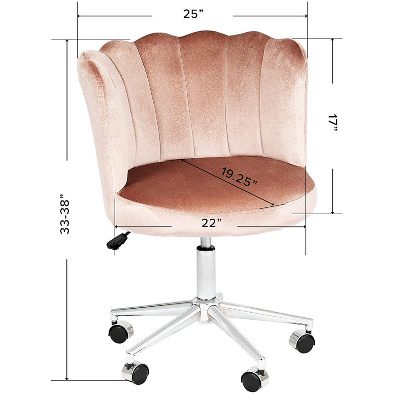 Alana Vanity Chair with 360 Degrees Swivel, Desk Seat with Adjustable Height and Wheelbase, Pink
