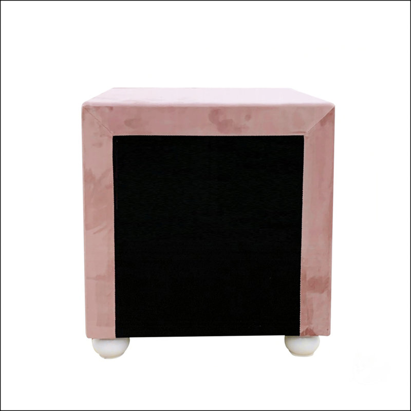 Pink Fabric Upholstered Nightstand With Two Storage Drawers