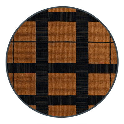 Machine Washable Checkered Black Area Rug