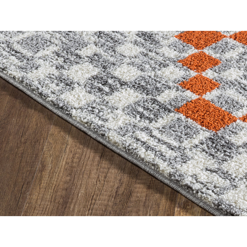 Tapis gris à motif géométrique Roslyn, Rectangle 8 pi x 10 pi