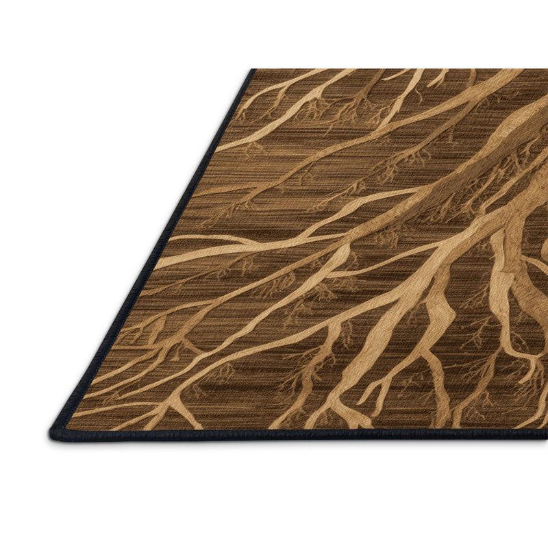 Tapis brun lavable à la machine, Carré 7 pi