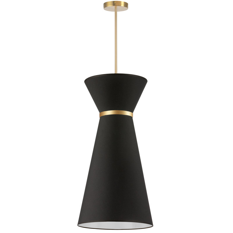 Kiry 1 - Light Shaded Pendant, Aged Brass, Black/Gold/White