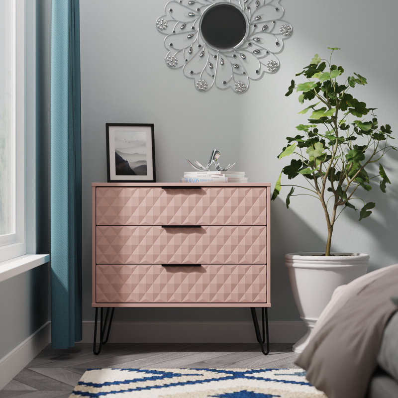 Talita 77cm W 3 - Drawer Chest of Drawers, Pink