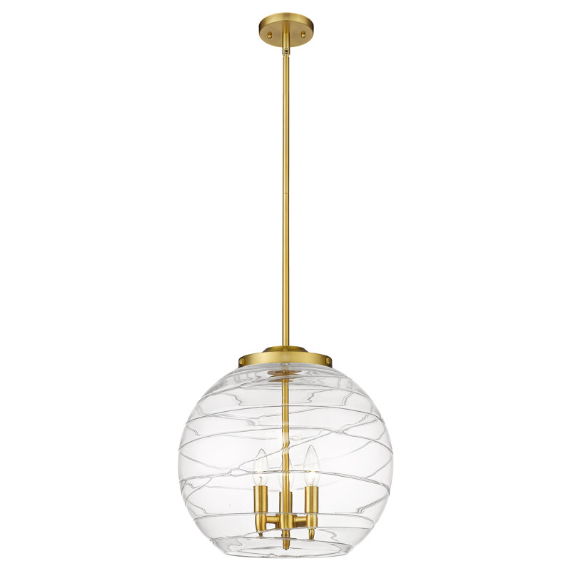Luminaire suspendu sphérique 1 lumière Cindi, H 17,13 po x l 15,75 po x P 15,75 po, Or satiné