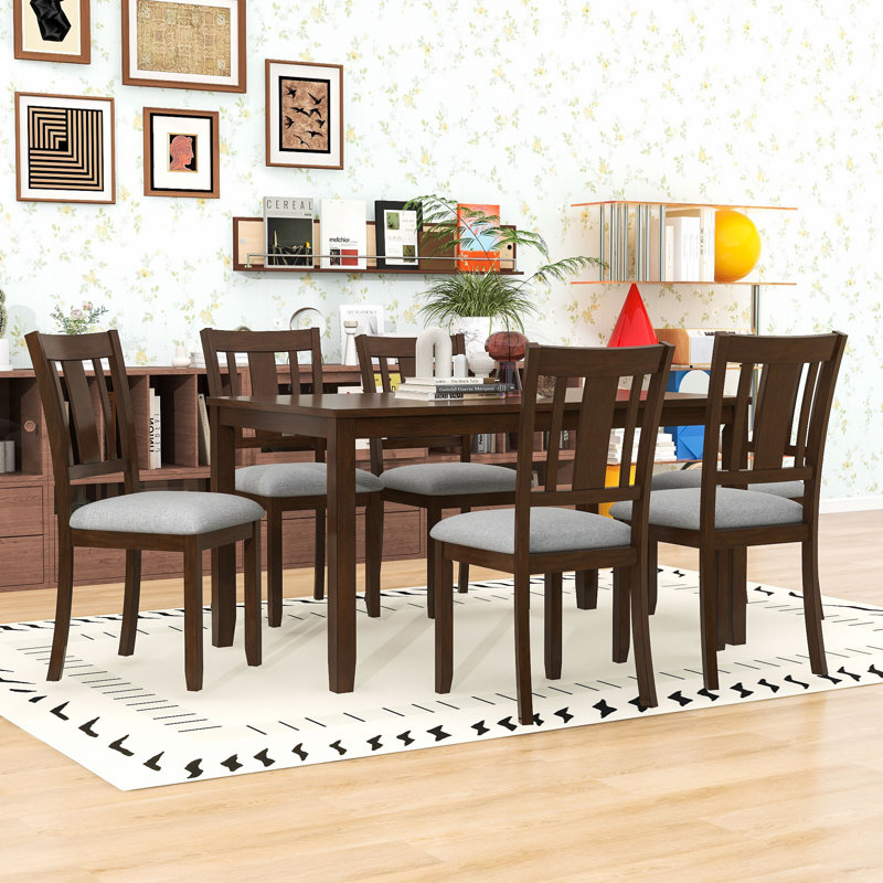 7-Piece Dining Table Set with 6 Chairs