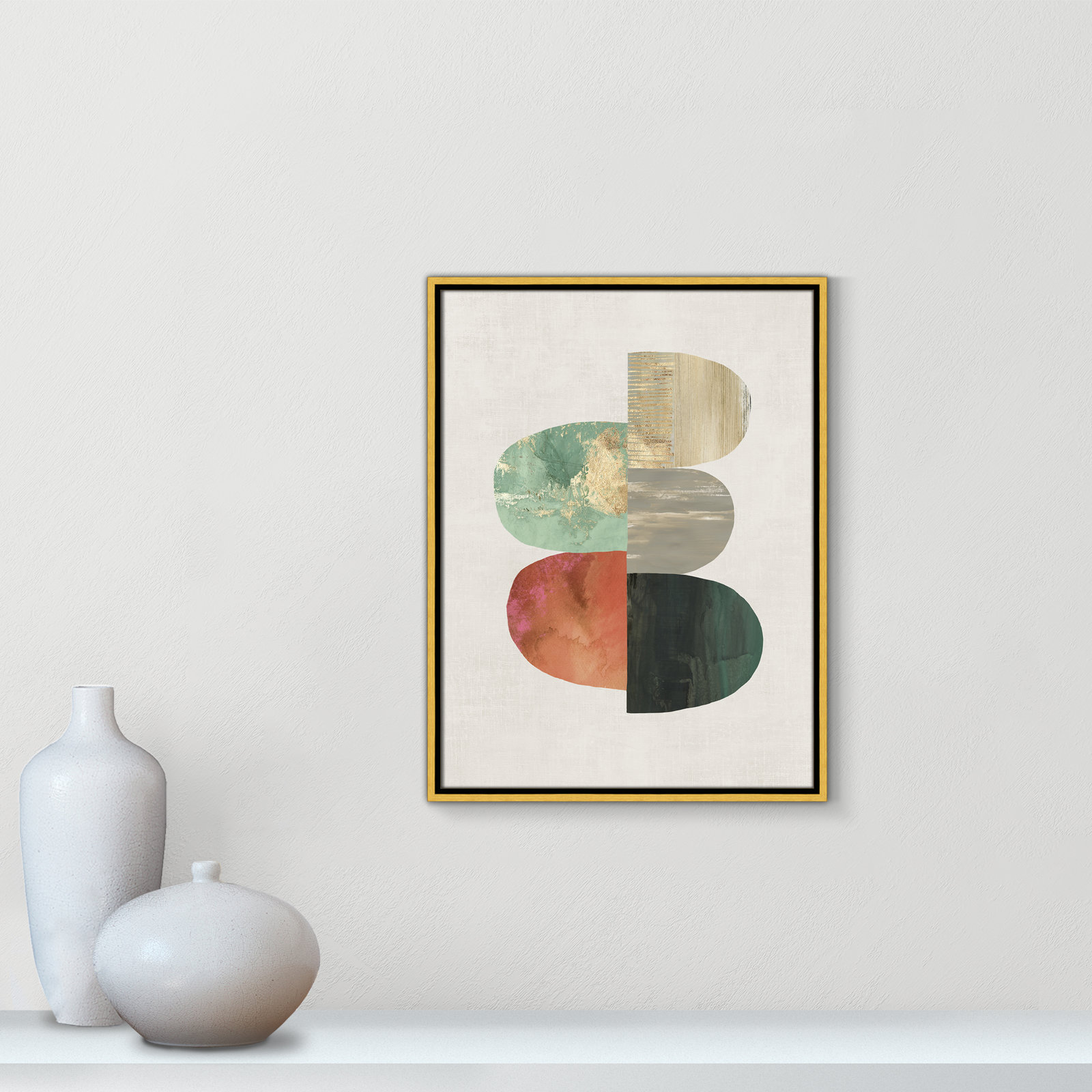 Evolving Energy I - Painting Print, Picture Framed Canvas, 25.5" H x 19.5" W, Gold