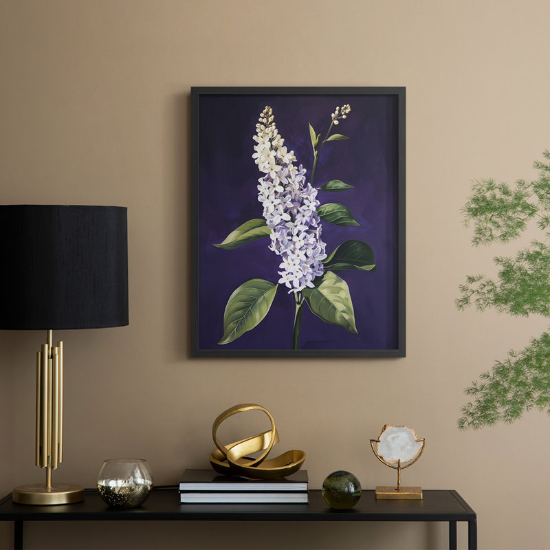 Série FLORAL CCXIX - Impression encadrée de qualité supérieure - Prêt à accrocher - Aucun clou requis, Noir, noir, noir, noir