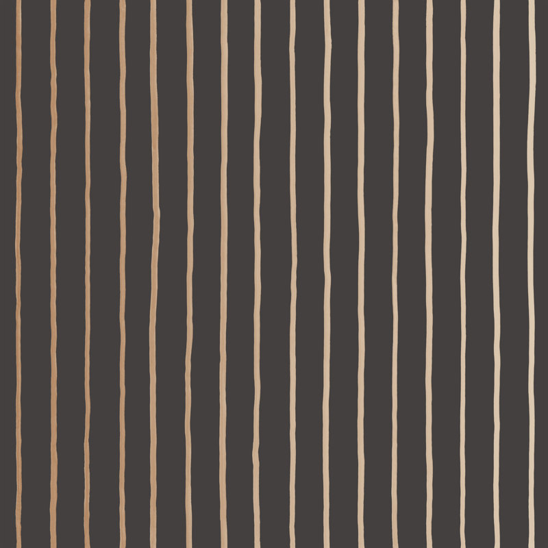 Marquee College Striped Wallpaper Roll, Charcoal/Gold