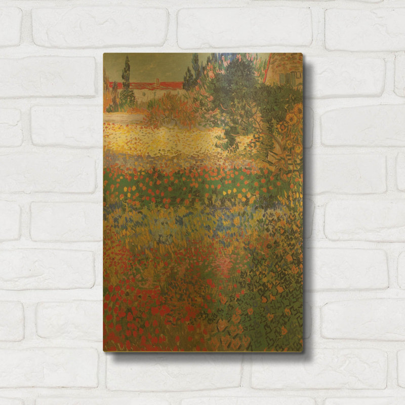 «Blumengarten» par Vincent Van Gogh, art mural en métal doré, 12 po x 16 po, 12 po x 16 po