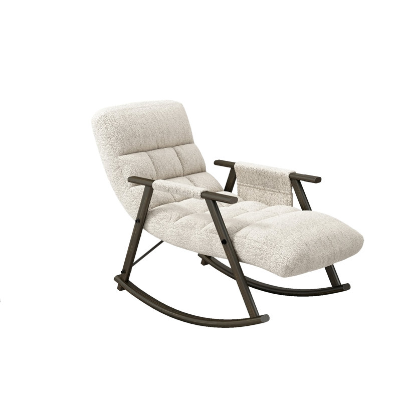 Casual Folding Rocking Chair Upholstered, White
